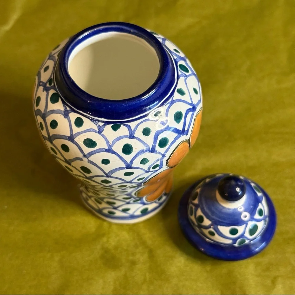 Talavera Hand-Painted Floral mini Ceramic Jar